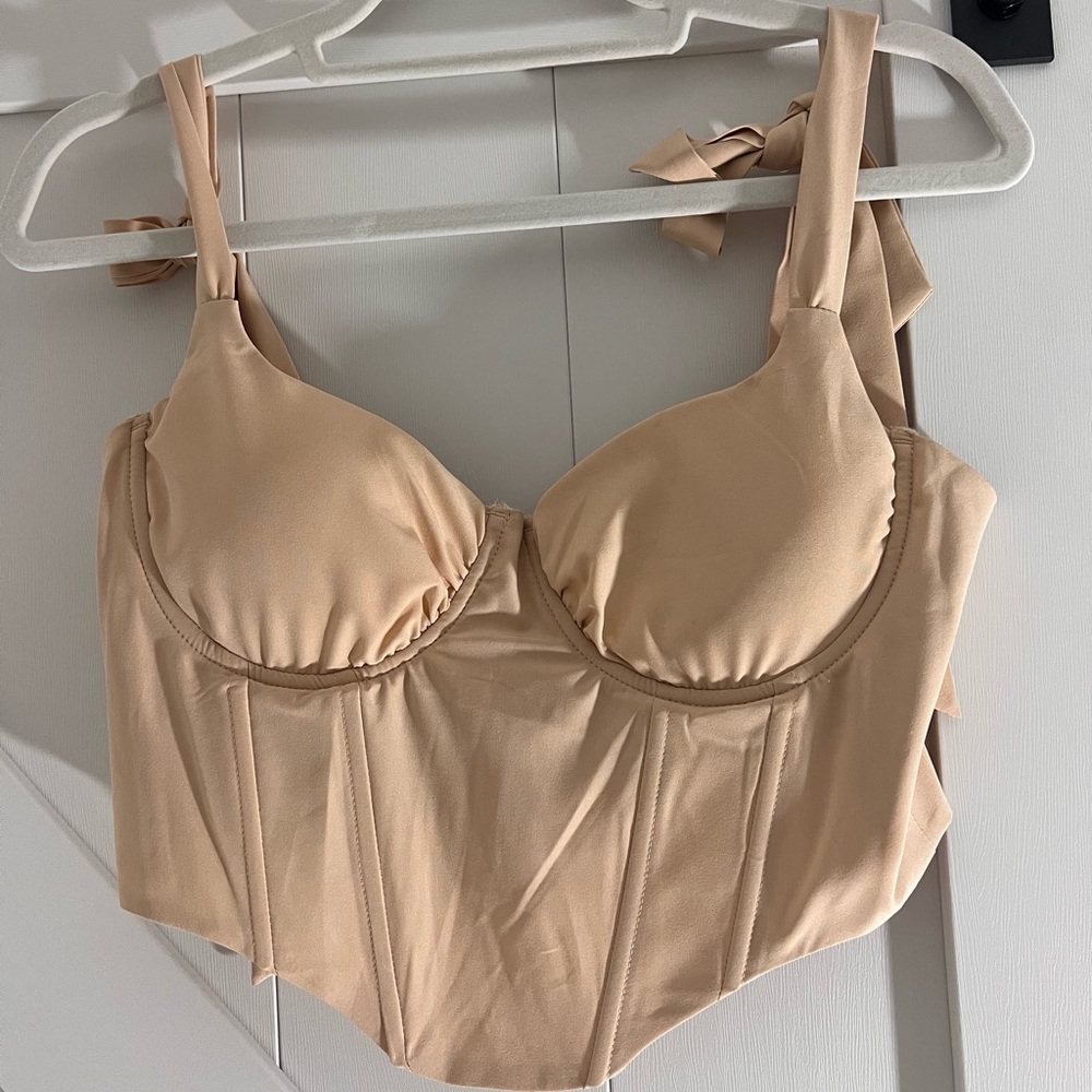 Tie Shoulder Crop Bustier Bandana Corset Cami Top